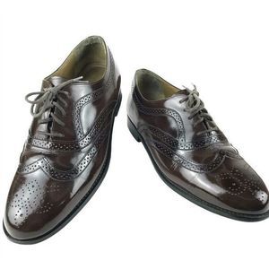 Towncraft JC Penny Men's Size 10 Shoes Burgundy Leather Wingtip Oxford Dress VTG